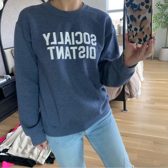 Blue Graphic Sweatshirt Socially Distant - Picture 5 of 7